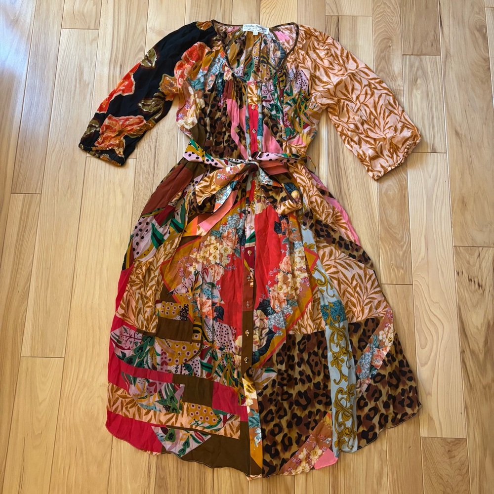 Anthropologie Geisha Designs Collage Boho Patterned Midi Dress - Picture 3 of 14